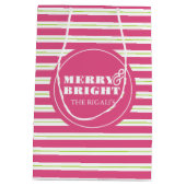 Roze Custom Merry & Bright Christmas Medium Cadeauzakje (Achterkant)
