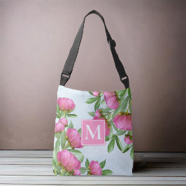 Roze Custom Monogram Floral Crossbody Tas