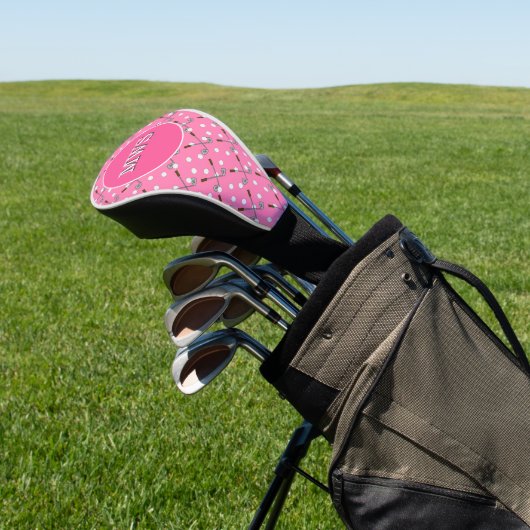 Roze Custom Monogram Golf Driver Head Hoesje Golfheadcover (Insitu)