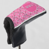 Roze Custom Monogram Golf Putter Head Hoesje Golfheadcover (3/4 voorkant)