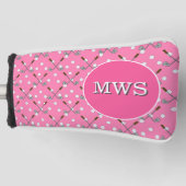Roze Custom Monogram Golf Putter Head Hoesje Golfheadcover (Voorkant)