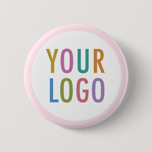 Roze Custom Pin Back Button met Logo Round Badge (Voorkant)
