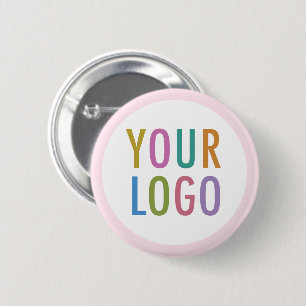 Roze Custom Pin Back Button met Logo Round Badge
