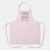 Roze Custom Schort met Company Logo All Over Print (Voorkant)