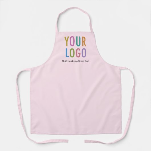 Roze Custom Schort met Company Logo All Over Print (Voorkant)