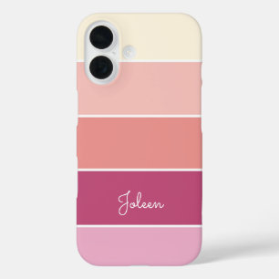 roze Custom Summer Color Block Stripes iPhone 16 Hoesje