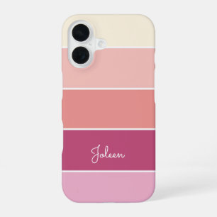 roze Custom Summer Color Block Stripes iPhone 16 Hoesje