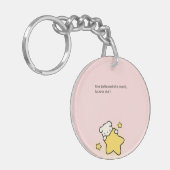 Roze Cute Acryl Sleutelhanger – “Ze geloofde dat z (Voorkant Links)