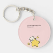 Roze Cute Acryl Sleutelhanger – “Ze geloofde dat z (Voorkant)