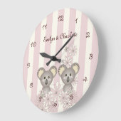 Roze Cute Baby Koala Meisje Twin Nursery / Kinderk Grote Klok (Hoek)