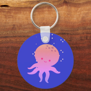 Roze Cute Baby Octopus Cartoon Sleutelhanger