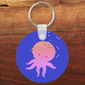Roze Cute Baby Octopus Cartoon Sleutelhanger (Voorkant)