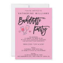 Roze Cute Bachelorette-feestuitnodigingen