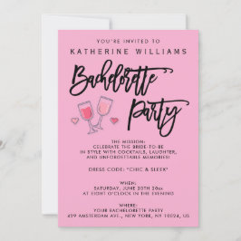 Roze Cute Bachelorette-feestuitnodigingen Kaart