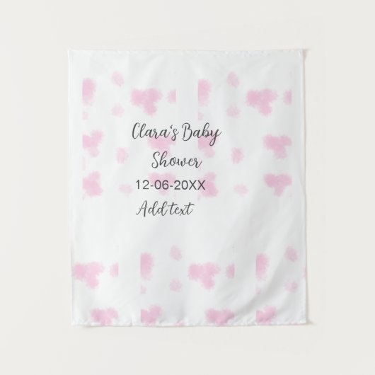 Roze cute bloem baby shower waterverf modern datum wandkleed (Voorkant)
