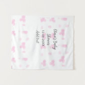 Roze cute bloem baby shower waterverf modern datum wandkleed (Voorkant (horizontaal))