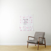 Roze cute bloem baby shower waterverf modern datum wandkleed (In situ)