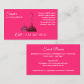 Roze Cute Bright Cleaning Service Janitorial Visitekaartje (Voorkant / Achterkant)