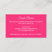 Roze Cute Bright Cleaning Service Janitorial Visitekaartje (Achterkant)