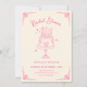 Roze cute cake bruidsshower kaart (Voorkant)