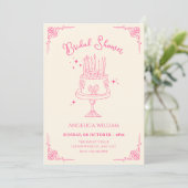 Roze cute cake bruidsshower kaart (Staand voorkant)