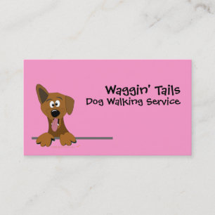 Roze Cute Cartoon Mutt Dog Business Card Template Visitekaartje