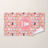 Roze Cute Cats Monogram Naam Bad Handdoek (Handdoek)