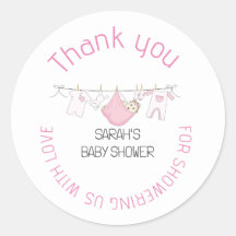 Roze Cute Clothesline Baby shower Hartelijk dank