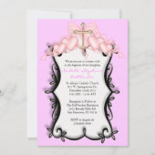 roze CUTE Communauteit/Baptisme Invite Kaart (Voorkant)