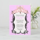 roze CUTE Communauteit/Baptisme Invite Kaart (Staand voorkant)