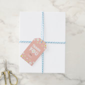 Roze Cute Daisy Script Dank je Verjaardags Favorie Cadeaulabel (Met Touw)