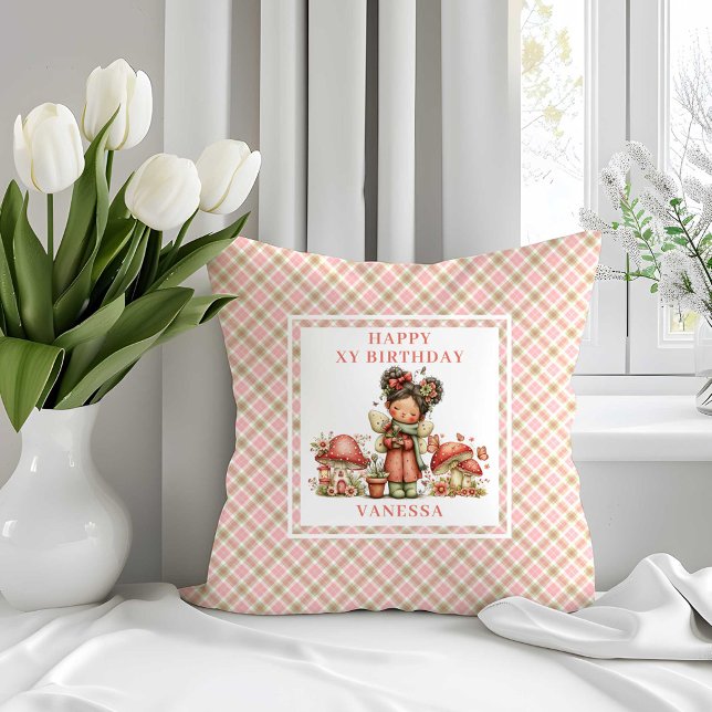 Roze Cute Fairy 1e Verjaardag Kussensloop Kussen (Pink Cute Fairy 1st Birthday Throw Pillow)