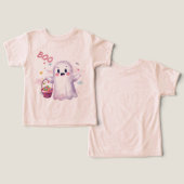 Roze Cute Geest Halloween Feest Pompoenveld (Ontwerp Voorkant & Achterkant)