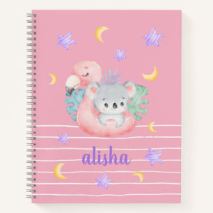 Roze Cute Gift voor kinderen Persoonlijke naam Notitieboek