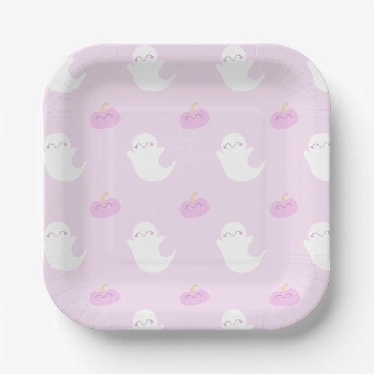 Roze Cute Halloween Papieren Bordje (Voorkant)