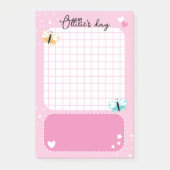 Roze Cute Harten Sterren Vlinders Naam Toevoegen Post-it® Notes (Voorkant)