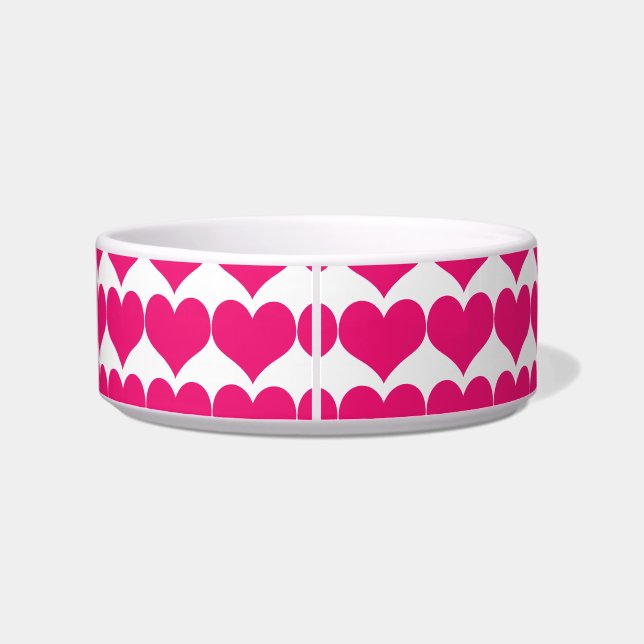 Roze Cute Hearts Pattern Cat Bowl Voerbakje (Achterkant)