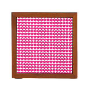 Roze Cute Hearts Pattern Desk Organizer Pennenhouder