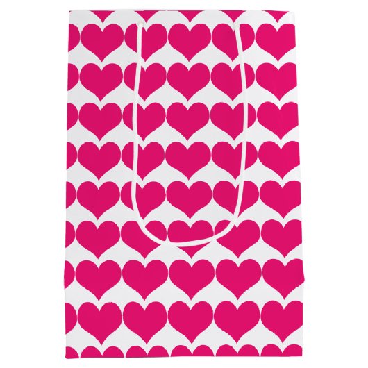 Roze Cute Hearts Pattern Gift Bag Medium Cadeauzakje (Achterkant)