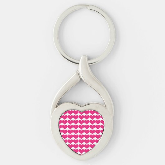 Roze Cute Hearts Pattern Metal Sleutelhanger (Voorkant)