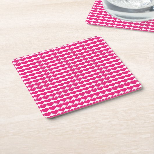 Roze Cute Hearts Pattern Onderzetter (Schuin)