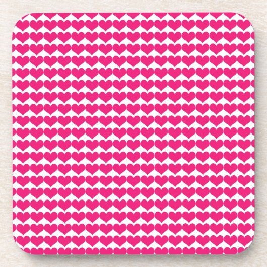 Roze Cute Hearts Pattern Onderzetter Set (Voorkant)