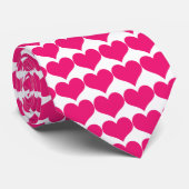 Roze Cute Hearts Pattern Stropdas (Opgerold)