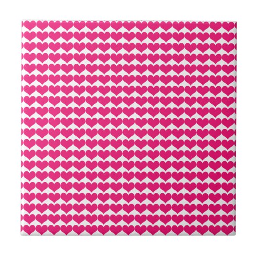 Roze Cute Hearts Pattern Tegel Tegeltje (Voorkant)