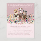 Roze Cute Hond Zit Service flyer (Achterkant)