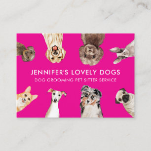 Roze Cute Honden van Kleine Formaat Oppasser Visitekaartje