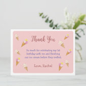 Roze Cute Ijsje Feest Meisje Verjaardag Bedankkaart (Staand voorkant)