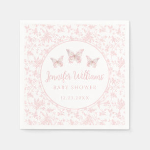 Roze cute kleine vlinder baby meisje shower papier servet