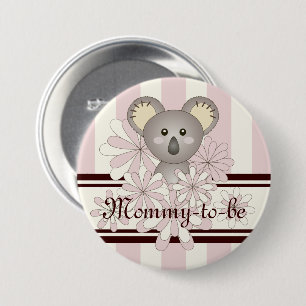 Roze Cute Koala Girl Baby shower Ronde Button 7,6 Cm