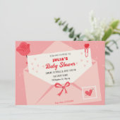 Roze cute lief brief babyshower kaart (Staand voorkant)